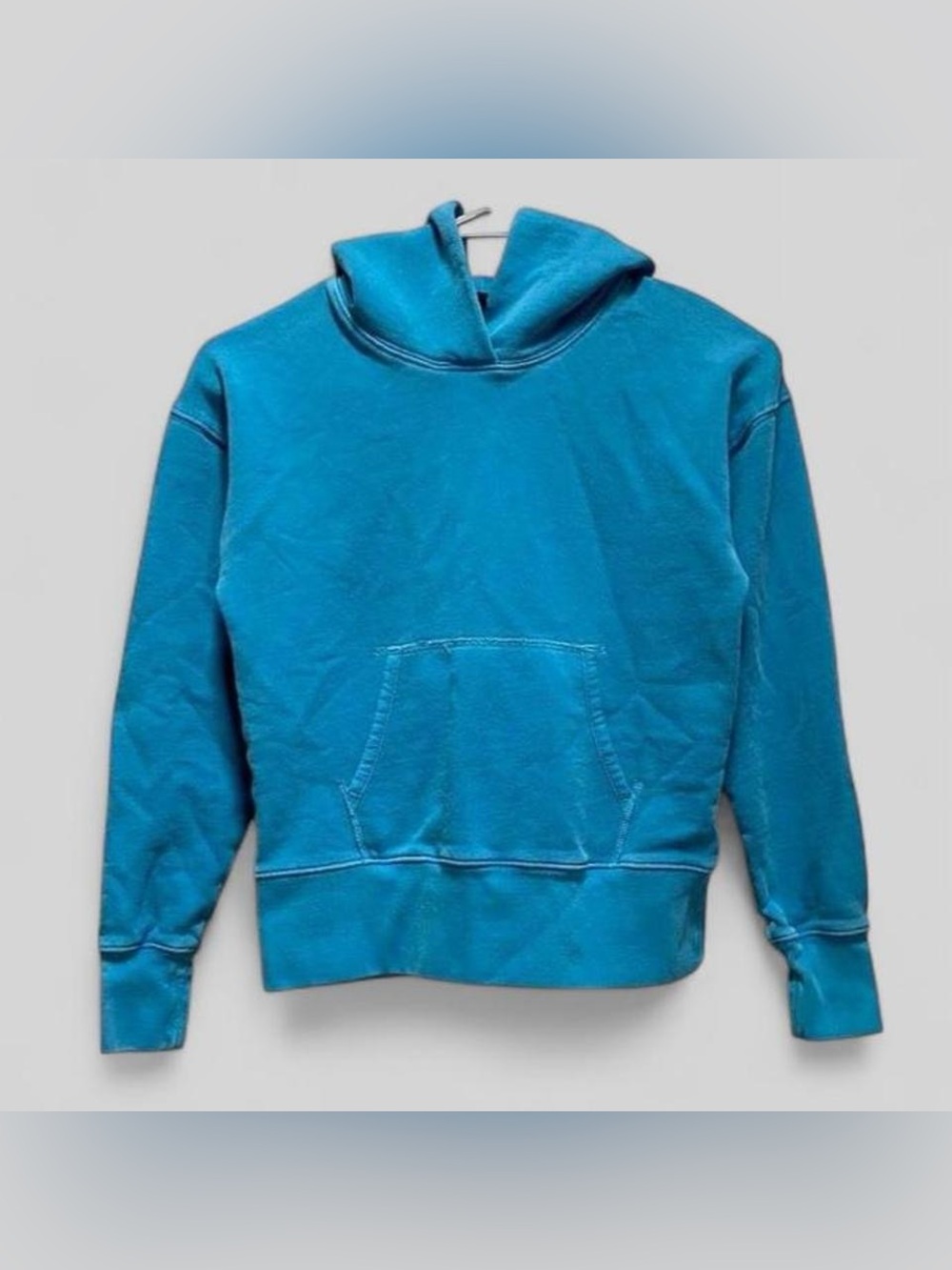 J.Crew Garment-Dyed French Terry Hoodie Teal Blue XXS